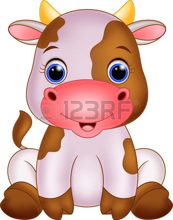 Cute baby cartoon cow. Cattle clipart caw