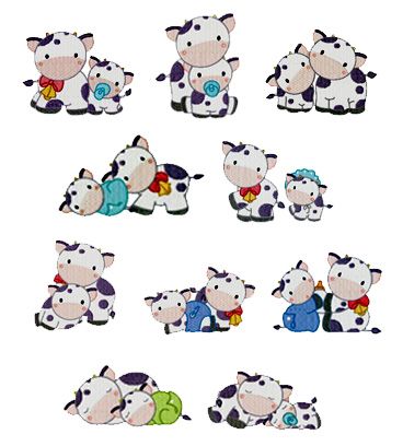 Mom and baby cows. Cattle clipart mother cow