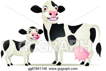 Cattle clipart mother cow. Eps illustration and baby