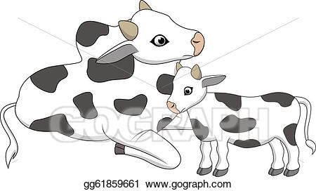 Cattle clipart mother cow. Vector art and baby