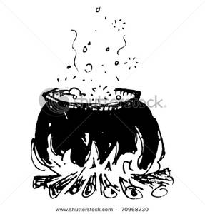 cauldron clipart black and white