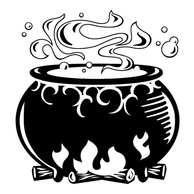 cauldron clipart black and white