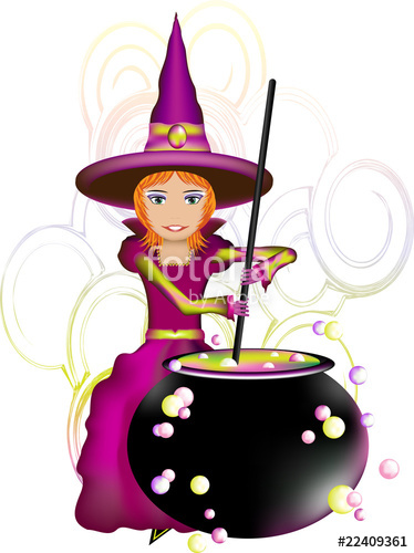 Witch stirring stock image. Cauldron clipart vector