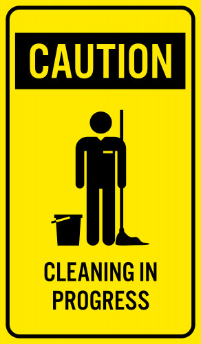 Pull the cleaning material. Caution clipart carefully