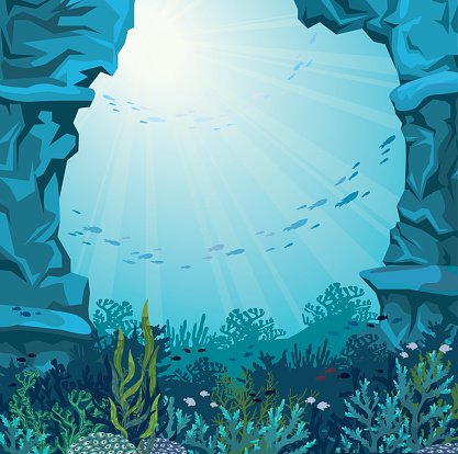 cave clipart coral