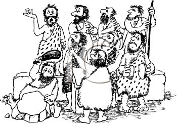 Caveman clipart group. Band black and white