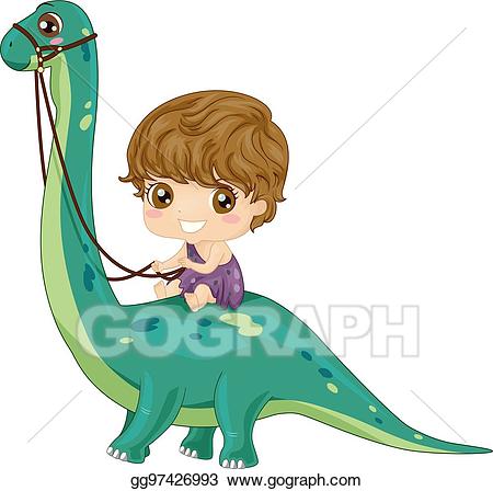 Eps illustration boy dinosaur. Caveman clipart kid