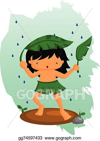 Caveman clipart man jungle. Vector art boy drawing