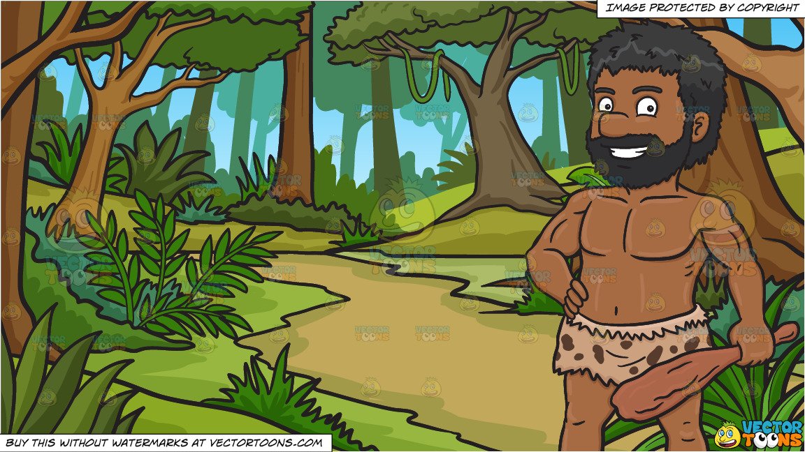 Caveman clipart man jungle. A black poses with