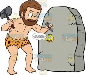 A cheerfully works on. Caveman clipart rock