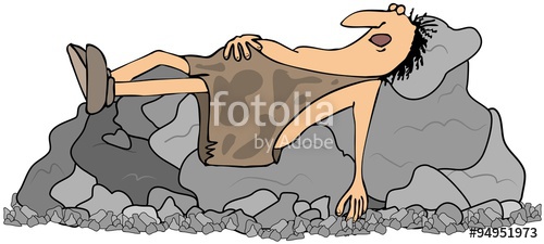 Caveman clipart rock. Sleeping on some rocks