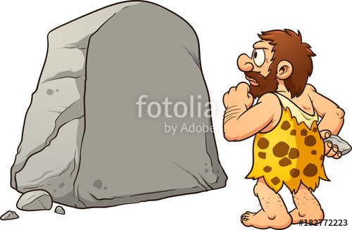 Caveman clipart rock. Looking at a large