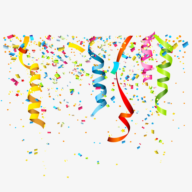 Celebration clipart confetti. Streamers vector colored ribbon