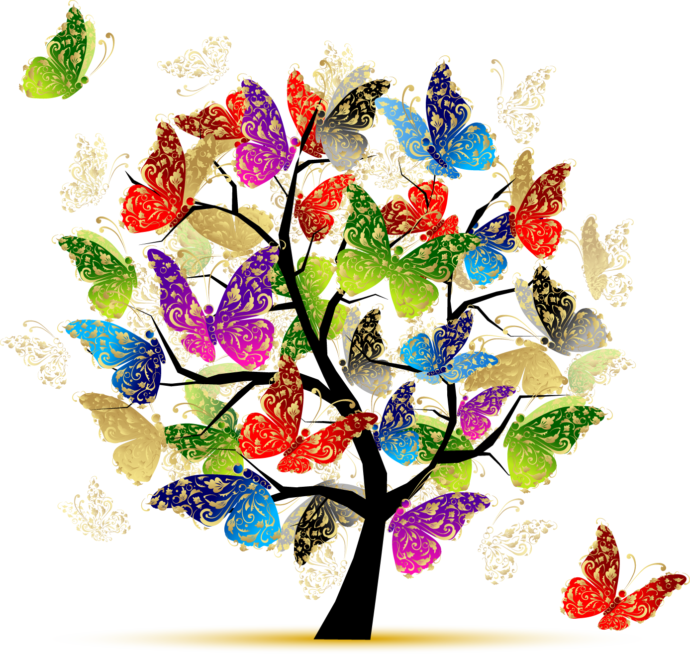 tree clipart butterfly