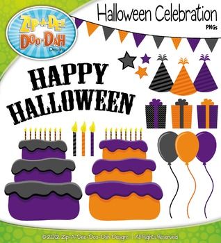 Spooky clipart celebration. Free halloween set over