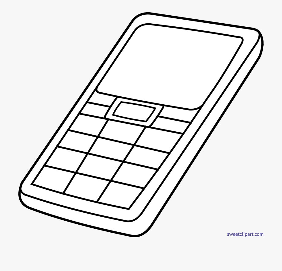 Cell phone . Cellphone clipart black and white