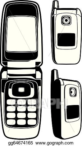 Vector art flip drawing. Cellphone clipart black and white
