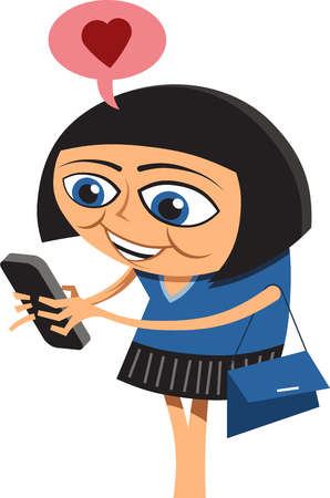 Stock illustration sending a. Cellphone clipart woman