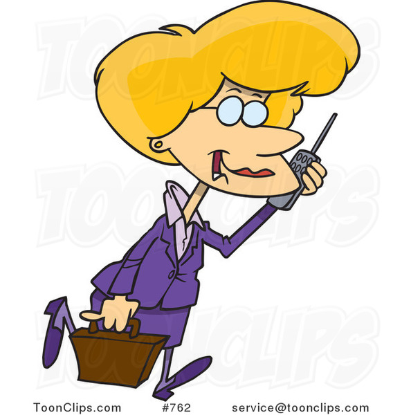 Cellphone clipart woman. Cartoon pleasant blond business