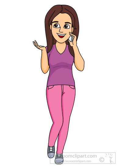 Cellphone clipart woman. Teenager talking on cell