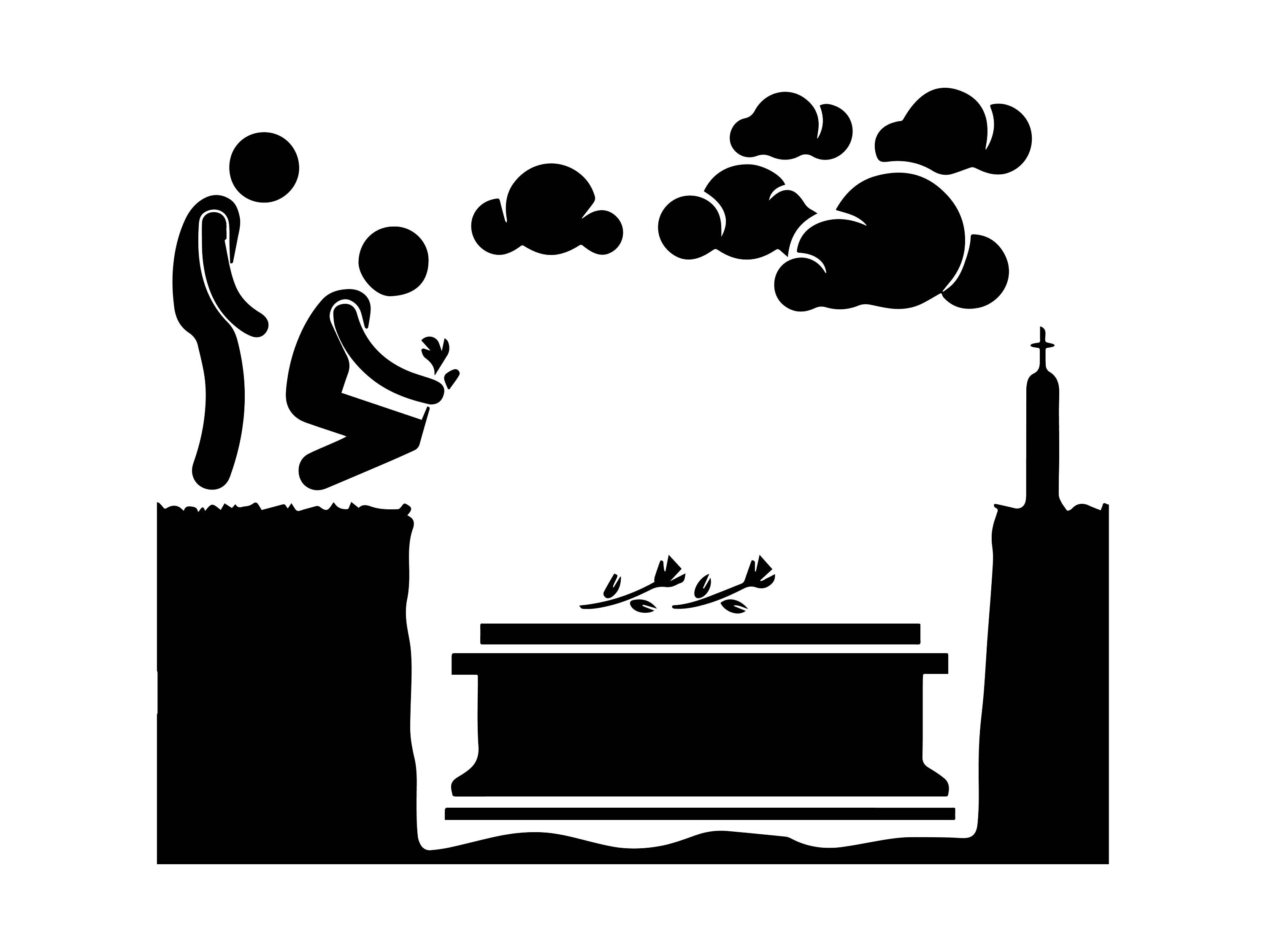 Coffin death memorial mourning. Cemetery clipart funeral