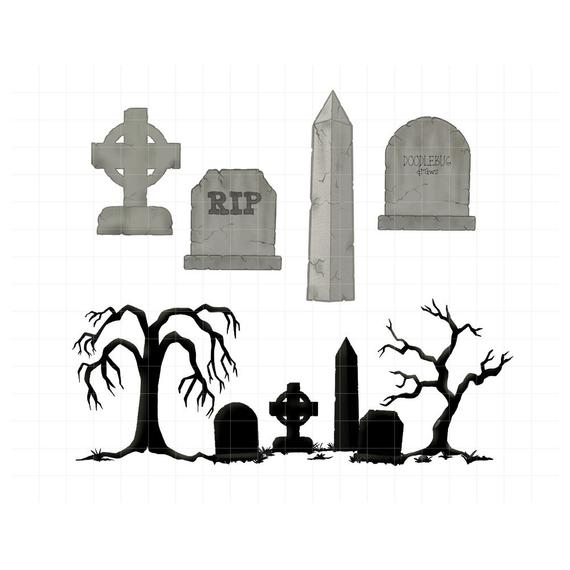 cemetery clipart halloween tree
