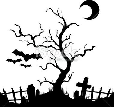 Cemetery halloween tree