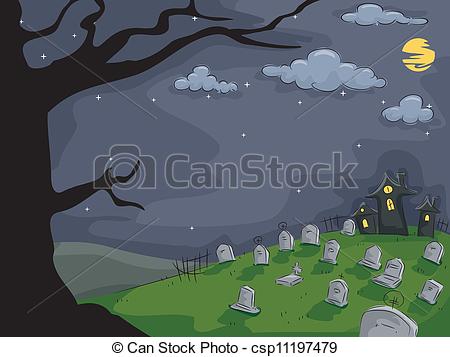 Church graveyard clipground vectors. Cemetery clipart spooky cemetery
