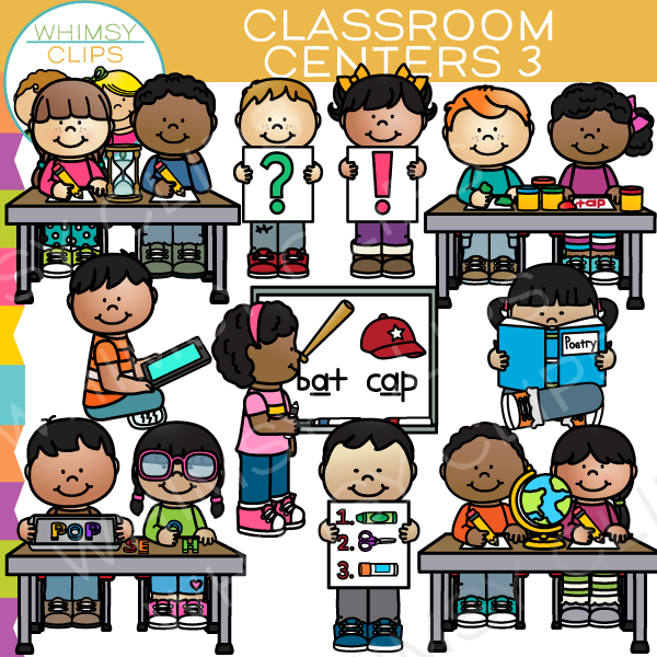 Classroom clip art set. Centers clipart