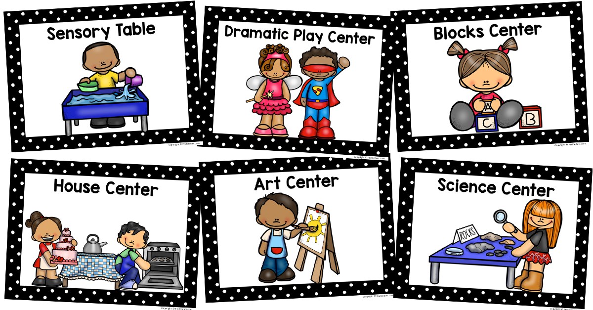 Centers clipart center time. Signs prekinders 