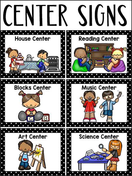 Signs prekinders . Centers clipart center time