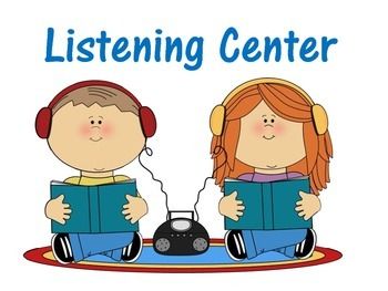 Signs projects book clip. Centers clipart listening center