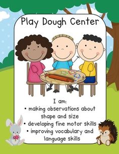 Listening learning center sign. Centers clipart playdough