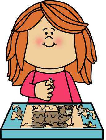 Centers clipart puzzle. Girl putting together clip