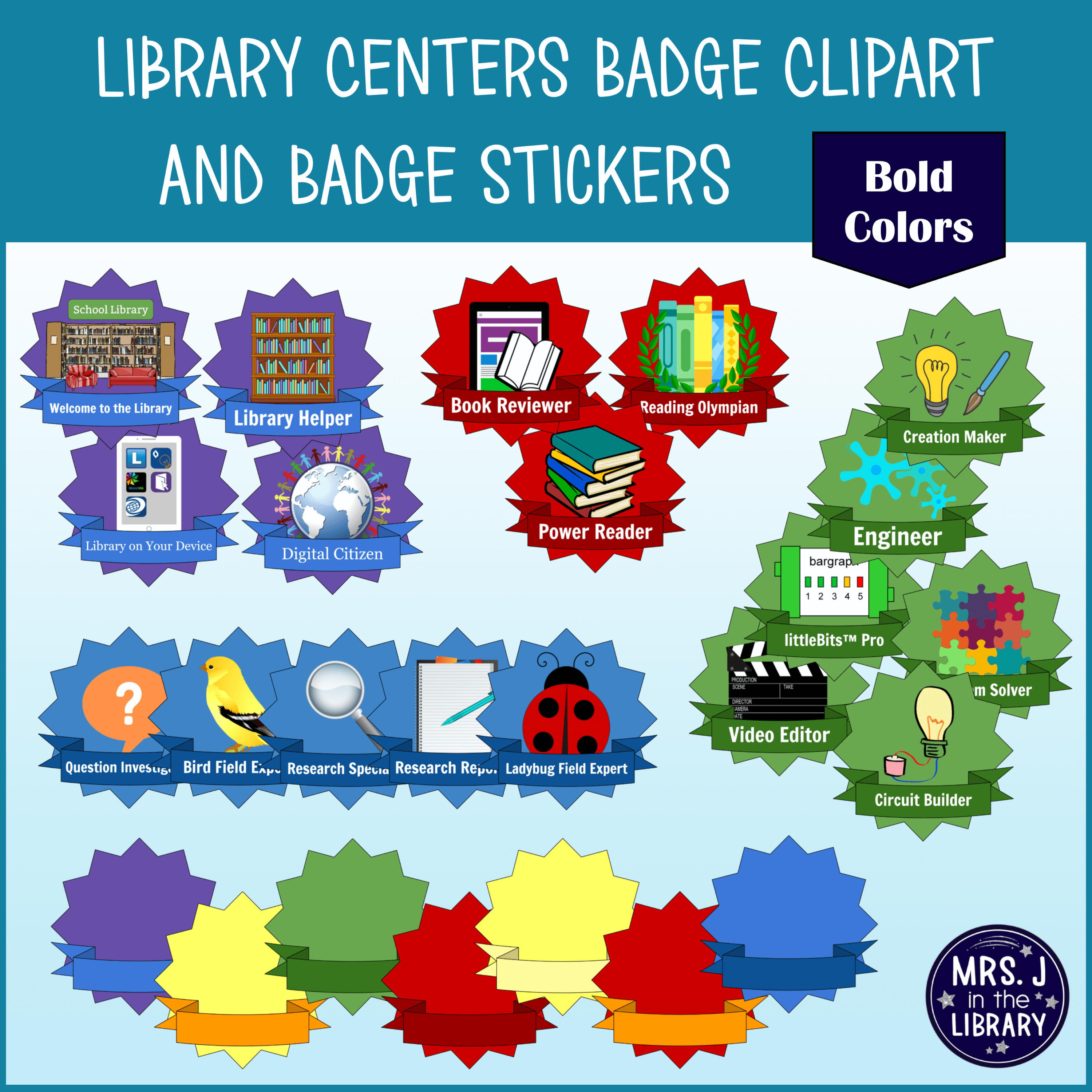 Centers clipart reader. Library badges and printable