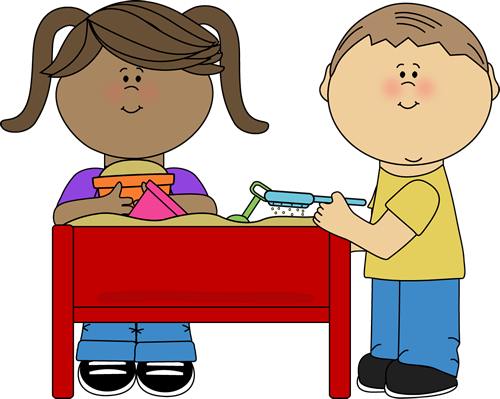 Kids playing at a. Centers clipart sand table