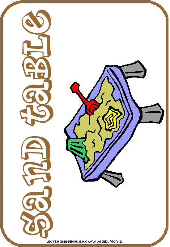 Centers clipart sand table. Preschool center sign free