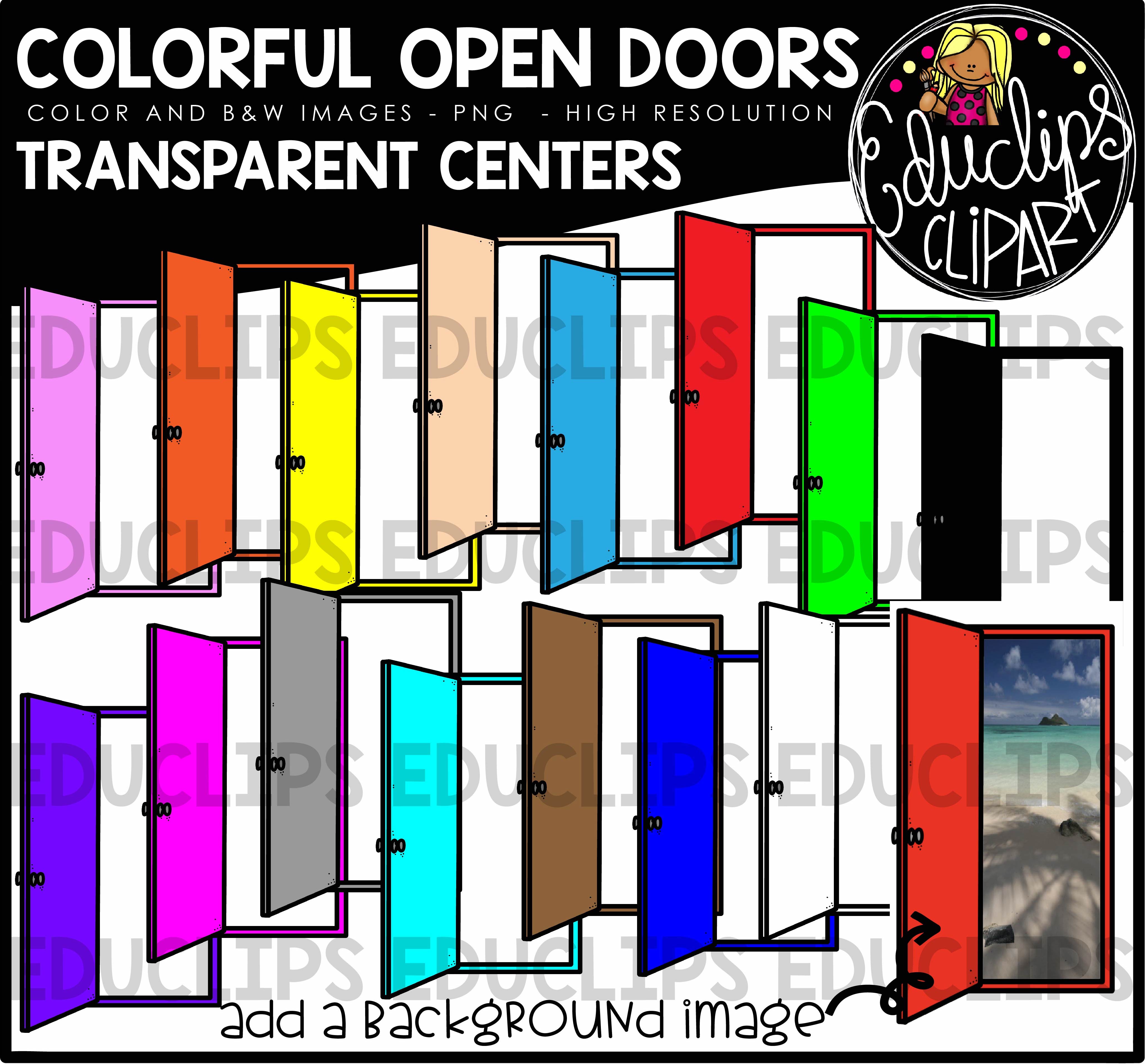 Colorful open doors clip. Centers clipart transparent