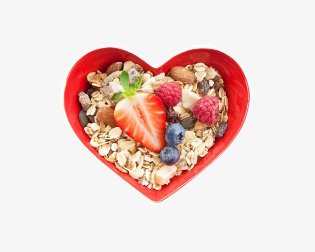 Heart shaped bowl of. Cereal clipart fruit