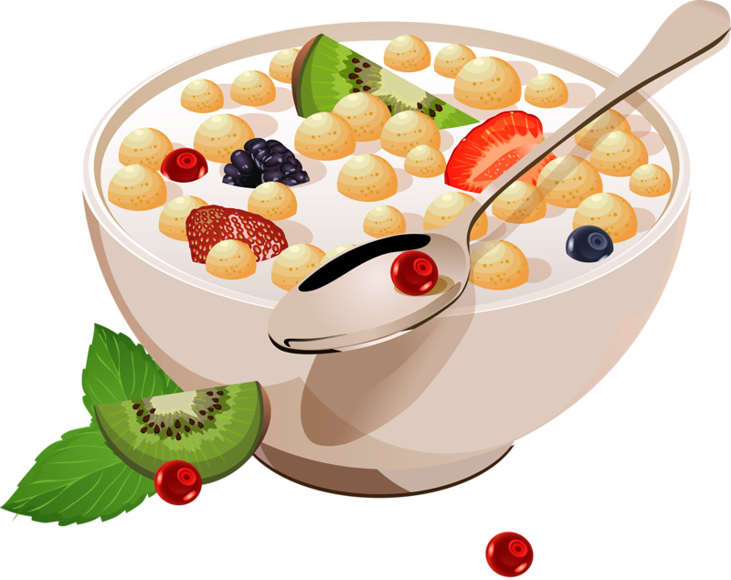 Creative cereals food advertising. Pancakes clipart fruit