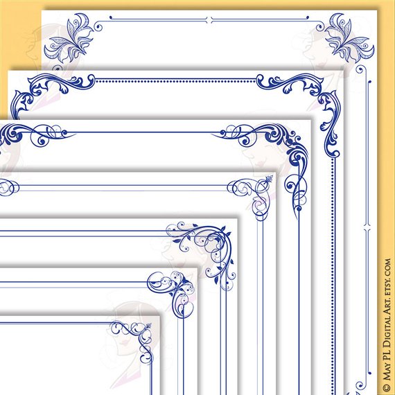 Certificate clipart corner. Navy blue borders and