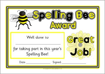 English language . Certificate clipart spelling bee