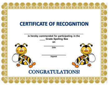 Certificates teaching resources teachers. Certificate clipart spelling bee