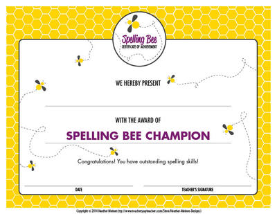 certificate clipart spelling bee