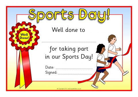 Templates free primary printable. Certificate clipart sports day