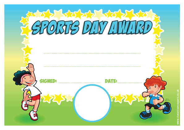 Award personalised . Certificate clipart sports day