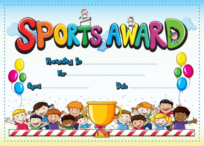 Certificate clipart sports day. Kids award school merit