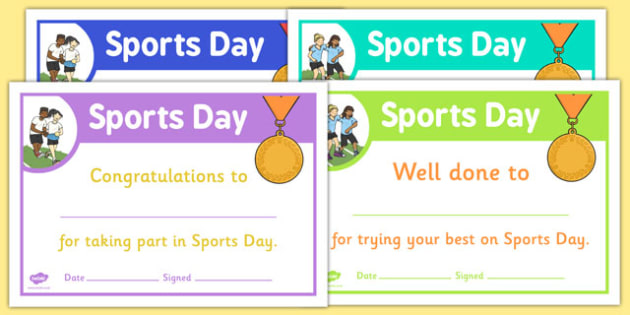 certificate clipart sports day