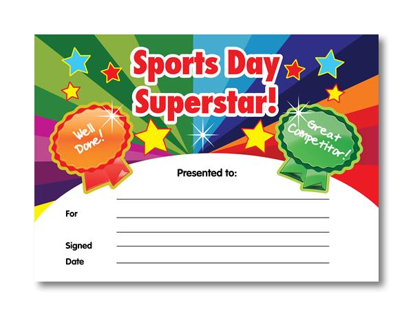 Certificate clipart sports day. Superstar certificates identical a