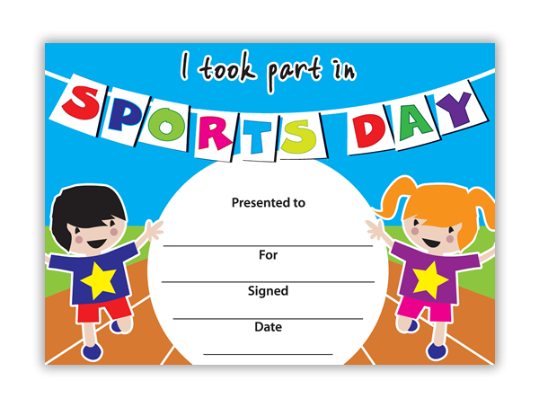 I took part in. Certificate clipart sports day
